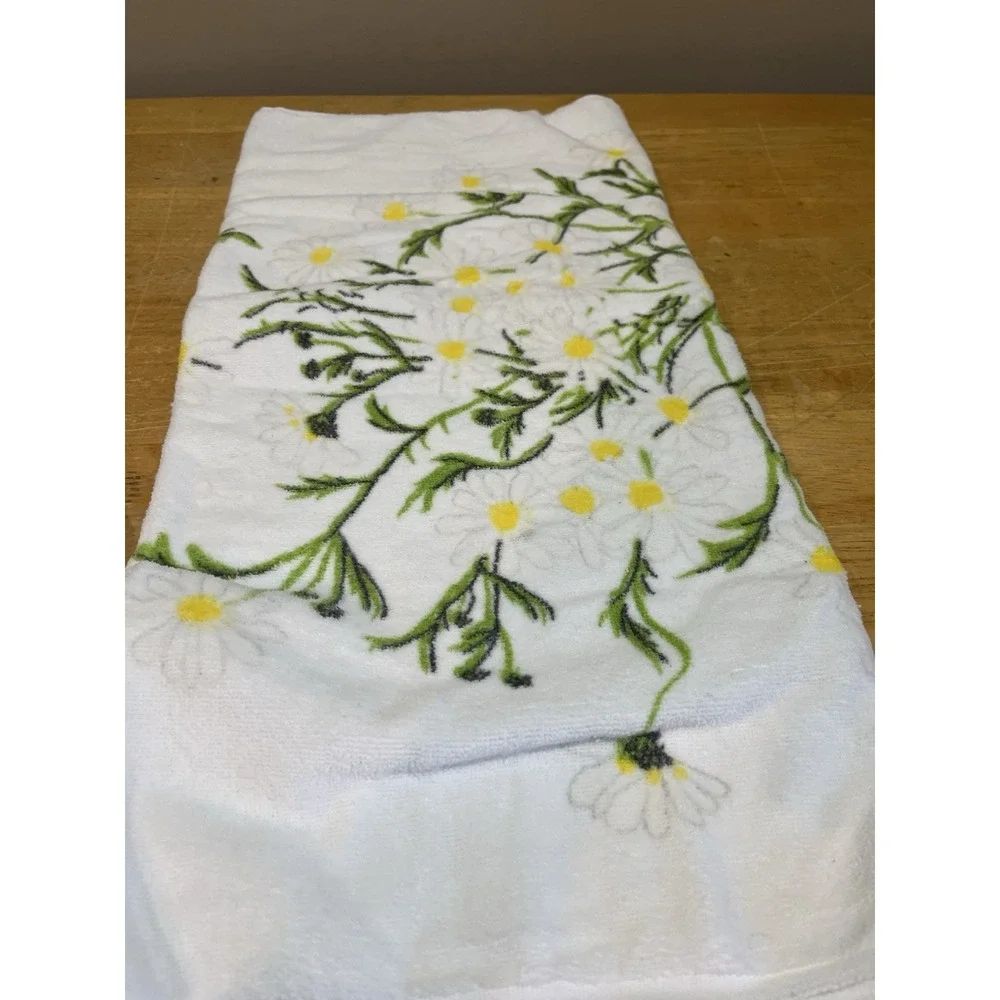 Vintage Vera Burlington Bath Hand Towel Washcloth Daisy Flower USA 3 Piece‎